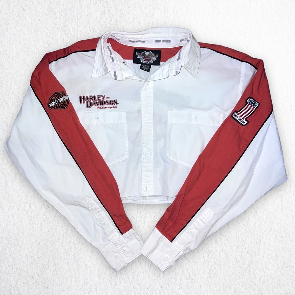 Cropped Harley Davidson button up Size:M